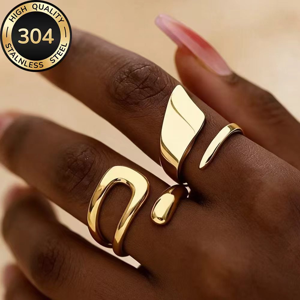 2pcs High-Quality Hypoallergenic Stainless Steel Stackable Rings